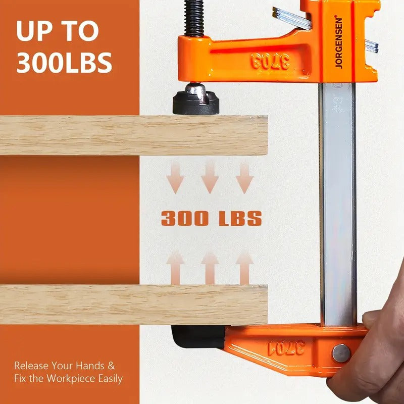 [Steel Bar Clamp] Jorgensen 4 Pack 6 Inch Steel Bar Clamp Set | Light Duty, 300 Lbs Load Limited, For Woodworking, Metalworking, DIY