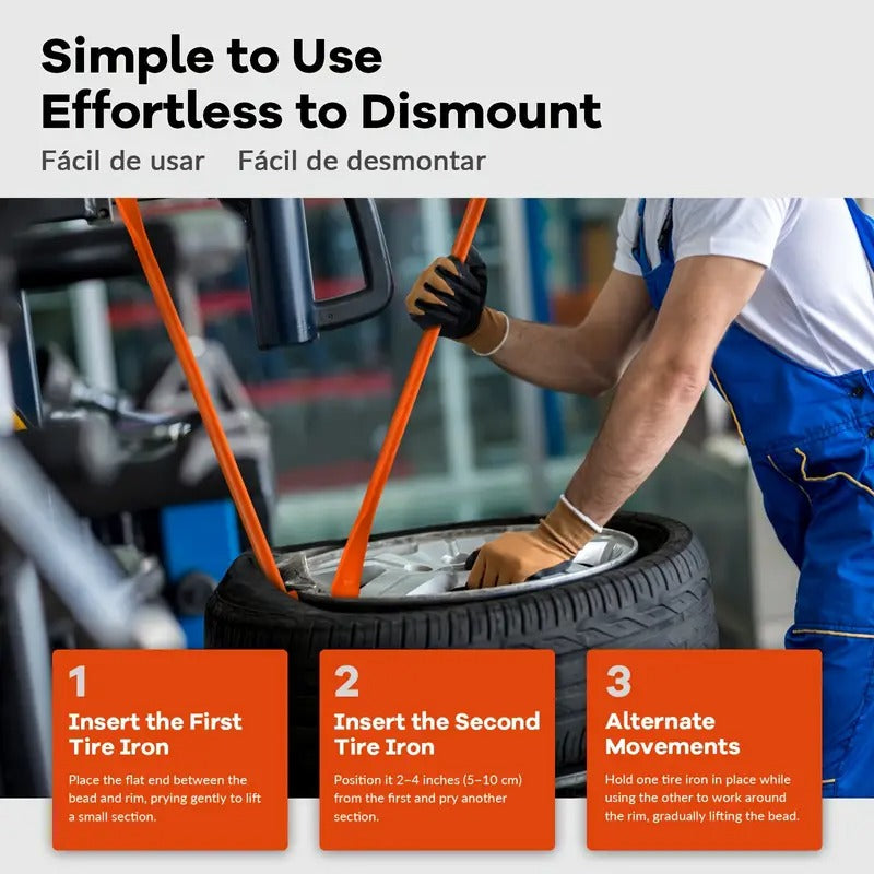 2pcs Professional Double Head Heavy Duty Tire Crowbar - 38 "large Size Tire Universal Removal Tool - for Truck/bus/trailer/car Tubeless Tires