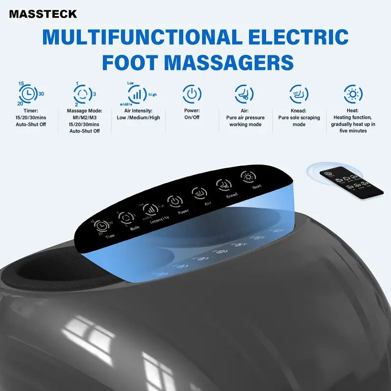 MASSTECK Shiatsu Foot Massager - Soothing Heat, Deep Kneading, Relaxing for Tired Muscles, Home or Office Use, up to Men's Size 12