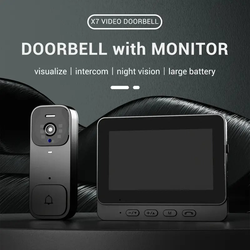 Smart Video Doorbell with 4.3" Display: No WiFi Needed & 128GB Storage | 300K Pixel Auto-Capture + 3+ Month Battery | 90-Min Charging - Home Security System for Apartments/Houses