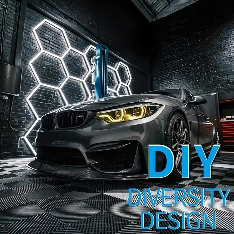 [25pcs Super Bright LED Lights] 25pcs Super Bright Hexagon LED Garage Lights | Large Size, White Light for Workshop, Gym, Basement, Car Detailing & Wash Room, Plastic Material, Hardwired Installation, 26400LM