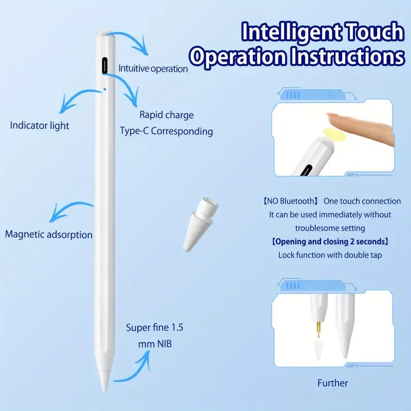 Stylus for iPad, Active Pencil for Fast Charging, Palm Mistouch Tilt Sensor, Magnetic Pen Compatible 2018-2025 iPad Pro 13 M4/11"/12.9"/10/9/8/7/6, iPad Mini 5/6, iPad Air3/4/5/M2/M3