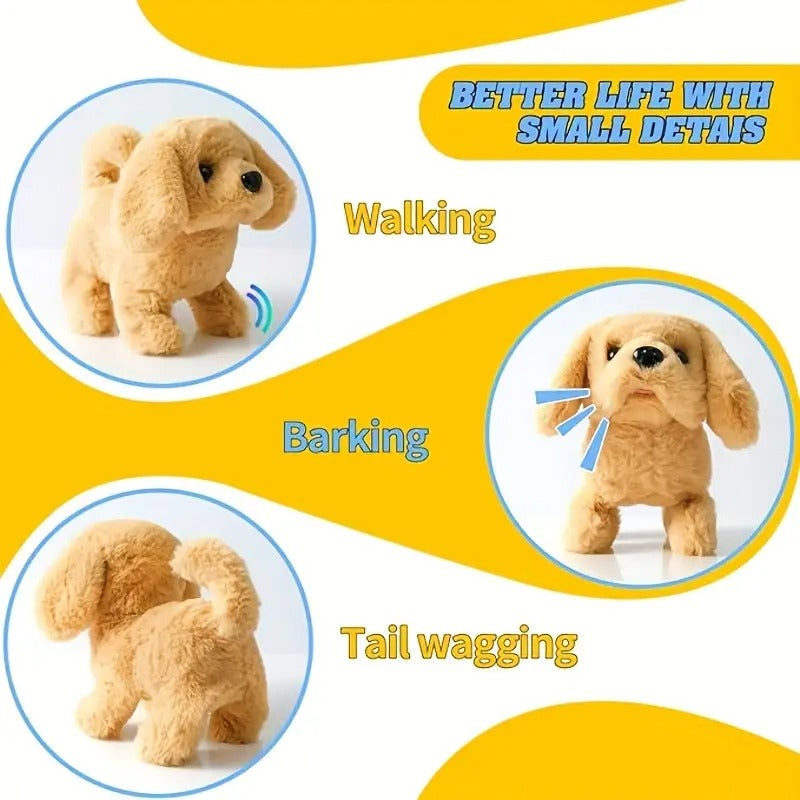 Cute Light Brown Interactive Toy Dog - Can Bark, Walk, and Wag Tail - Perfect for Indoor/Outdoor Play, Weddings, and Parties - Ideal Birthday Gift for Boys and Girls, Party Toy Dog|Playful Dog Design|Battery Powered