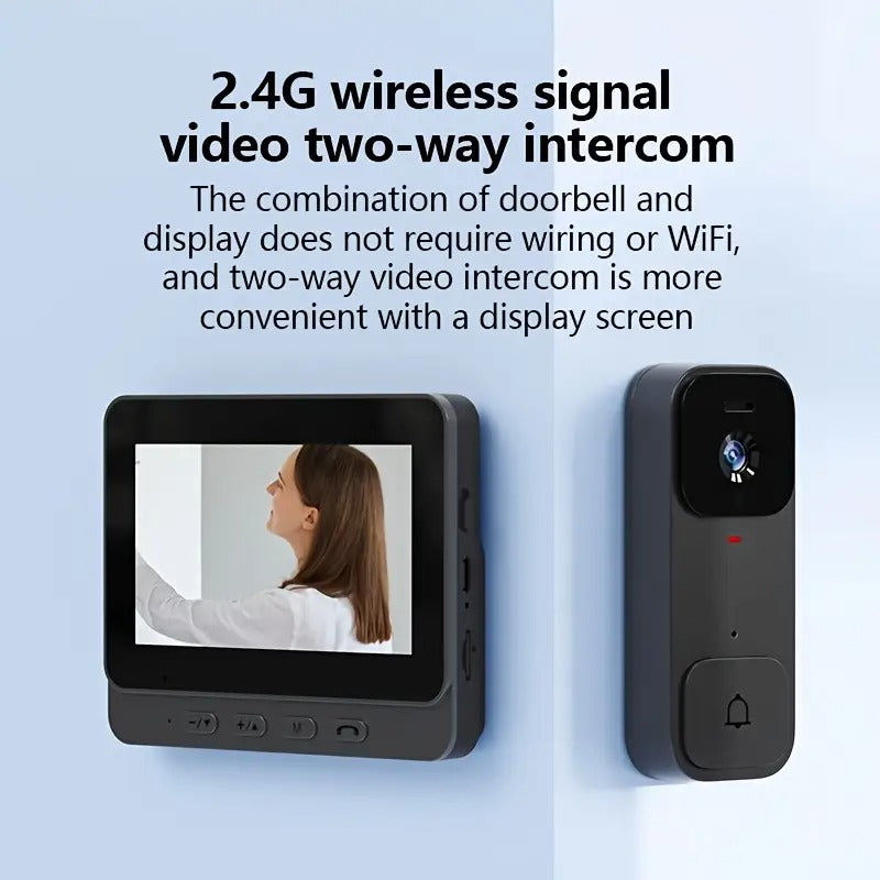 Smart Video Doorbell with 4.3" Display: No WiFi Needed & 128GB Storage | 300K Pixel Auto-Capture + 3+ Month Battery | 90-Min Charging - Home Security System for Apartments/Houses