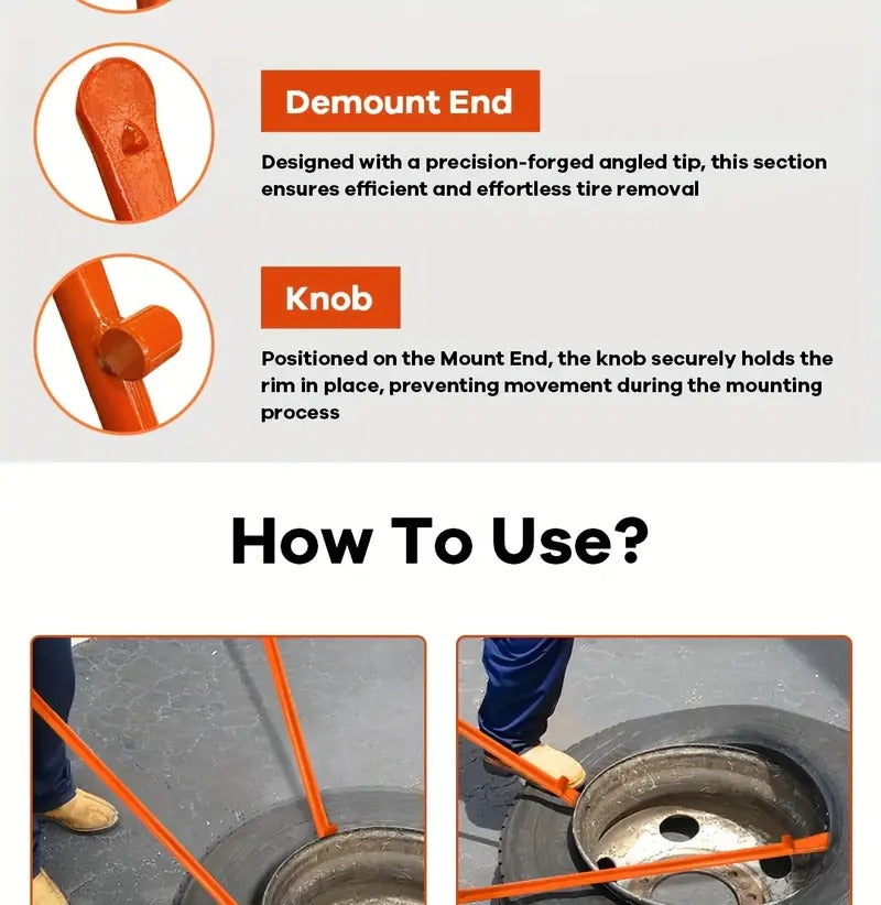 2pcs Professional Double Head Heavy Duty Tire Crowbar - 38 "large Size Tire Universal Removal Tool - for Truck/bus/trailer/car Tubeless Tires