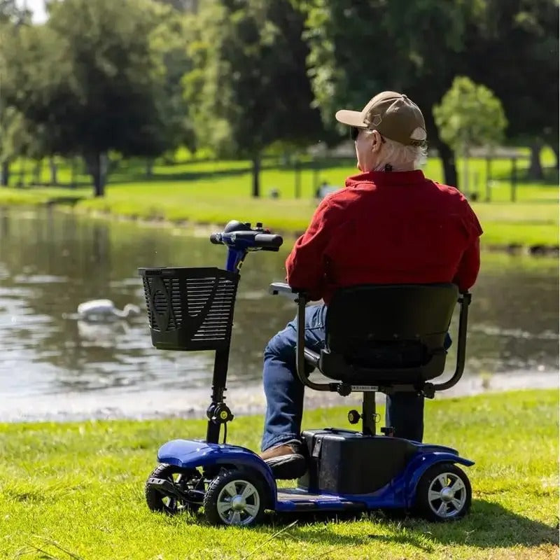 Comfortable & Convenient 10 Miles Long Range 4 Wheel Electric Mobility Scooter w/180W Motor for Seniors, Assemble Required, Up to 300Lbs Capacity, PURPLE with Baskets