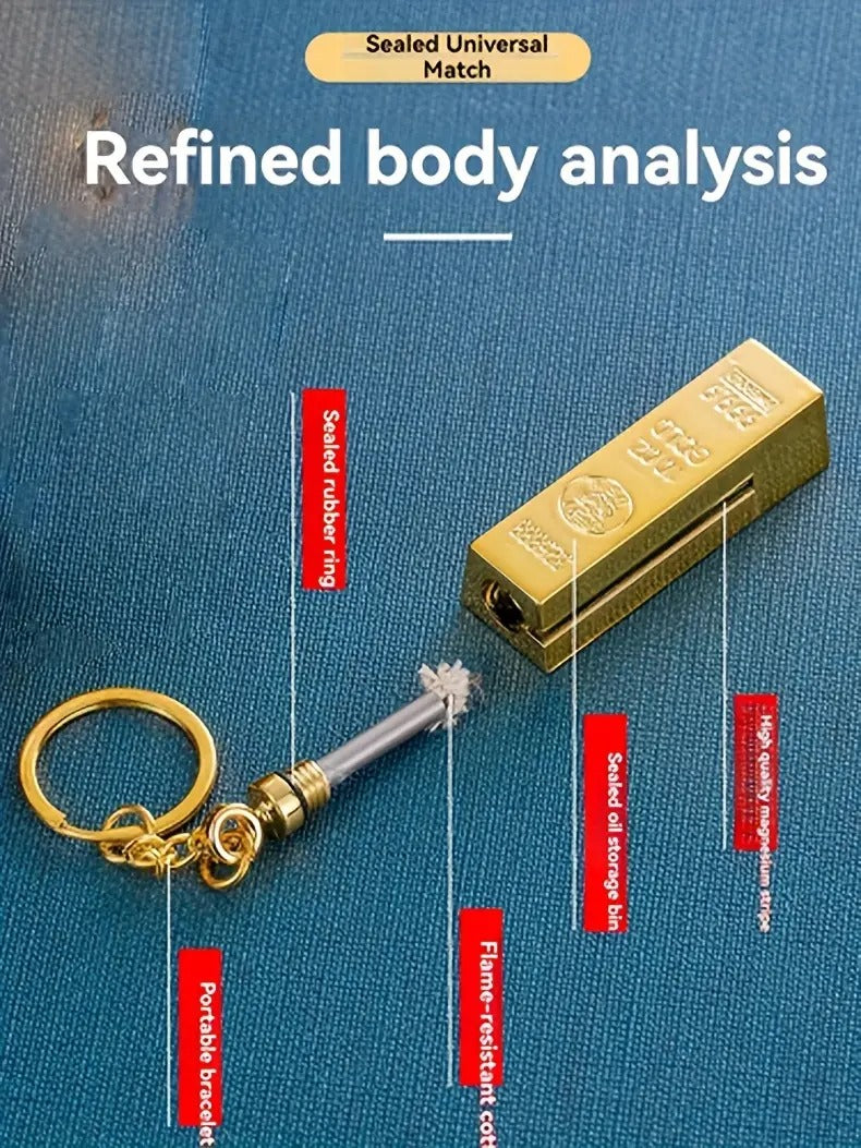 Creative Gold Brick Shape, Wanci Match Kerosene Lighter, Metal Texture, Showing Extraordinary Taste, Holiday Birthday Gift Choice Thanksgiving Gifts (no Kerosene)