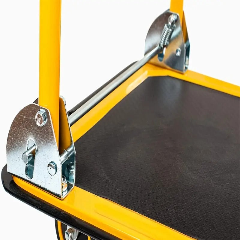 Home Relaxation| Heavy-Duty 660 lbs Capacity Foldable Trolley | Space-Saving Aluminum Moving Platform with Swivel Push Handle, Blue/Yellow | Durable & Portable for Easy Storage