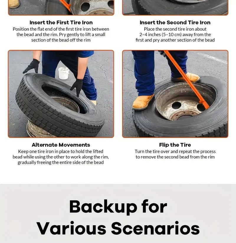 2pcs Professional Double Head Heavy Duty Tire Crowbar - 38 "large Size Tire Universal Removal Tool - for Truck/bus/trailer/car Tubeless Tires