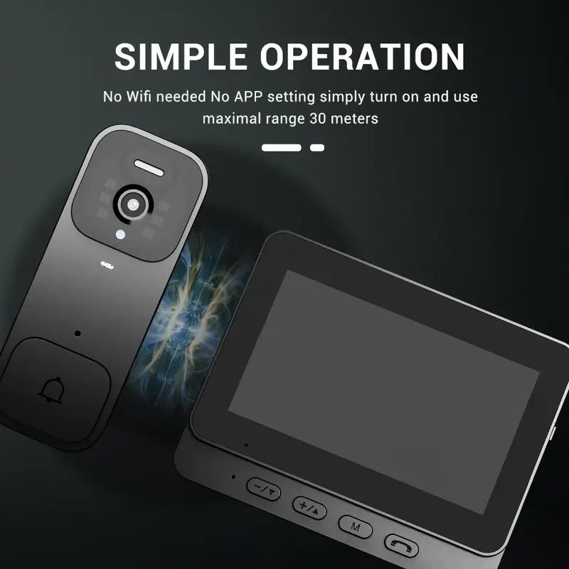 Smart Video Doorbell with 4.3" Display: No WiFi Needed & 128GB Storage | 300K Pixel Auto-Capture + 3+ Month Battery | 90-Min Charging - Home Security System for Apartments/Houses