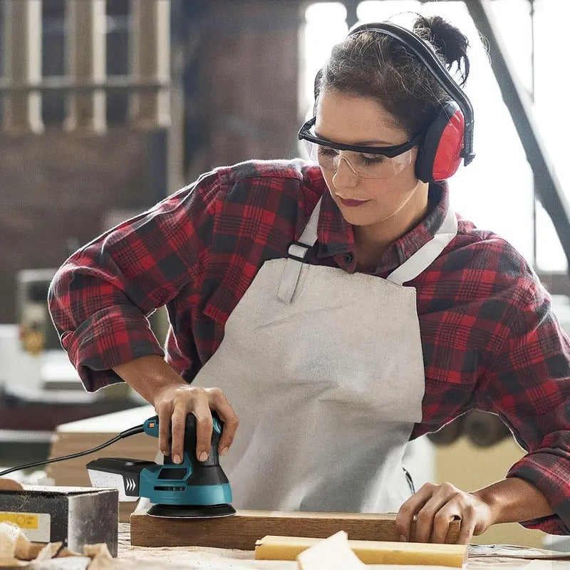 12pcs Sandpapers 6 Variable Speeds ROS01A Orbital Sander, 3A Random Orbit Electric Sander, Up to 13000 rpm, 5in Sanding Pad, Dust Collection, Perfect for Woodworking