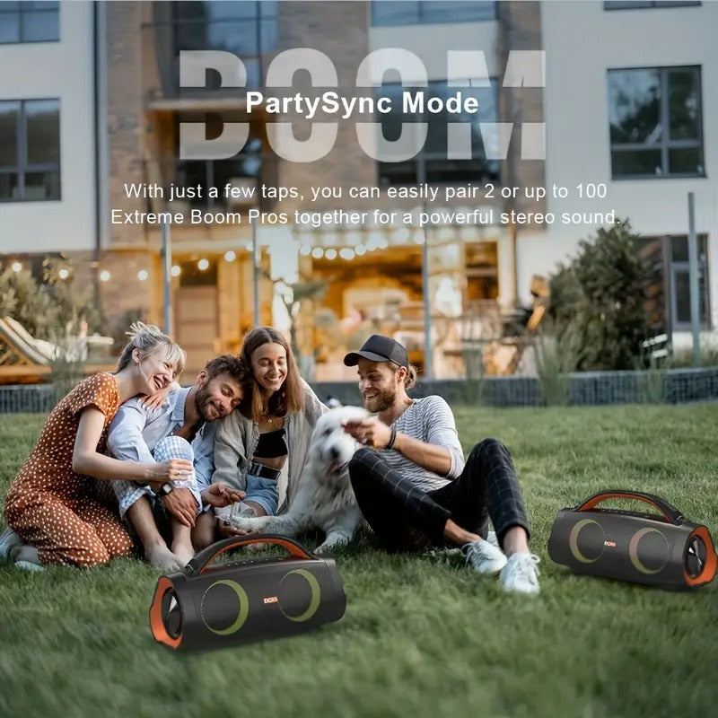 DOSS 100W Outdoor Speaker Bluetooth 5.3 with Stereo Sound, Rich Bass, 20 Hours Playtime, 10400mAh Power Bank, Mixed Color Party Light, High Quality Portable Speaker for Camping, Beach