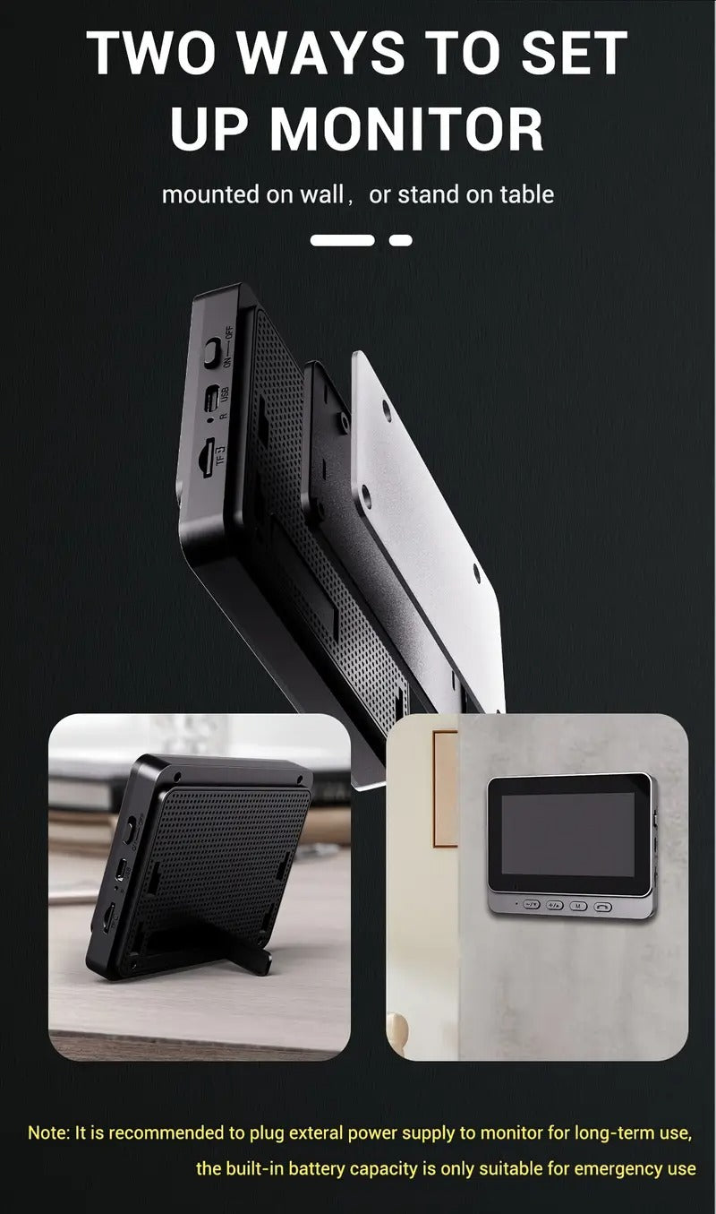 Smart Video Doorbell with 4.3" Display: No WiFi Needed & 128GB Storage | 300K Pixel Auto-Capture + 3+ Month Battery | 90-Min Charging - Home Security System for Apartments/Houses