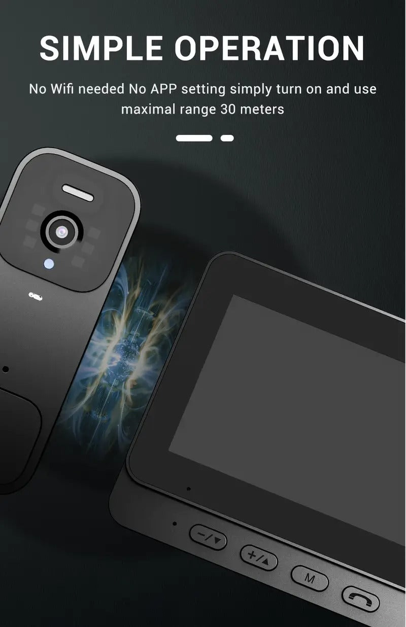 Smart Video Doorbell with 4.3" Display: No WiFi Needed & 128GB Storage | 300K Pixel Auto-Capture + 3+ Month Battery | 90-Min Charging - Home Security System for Apartments/Houses