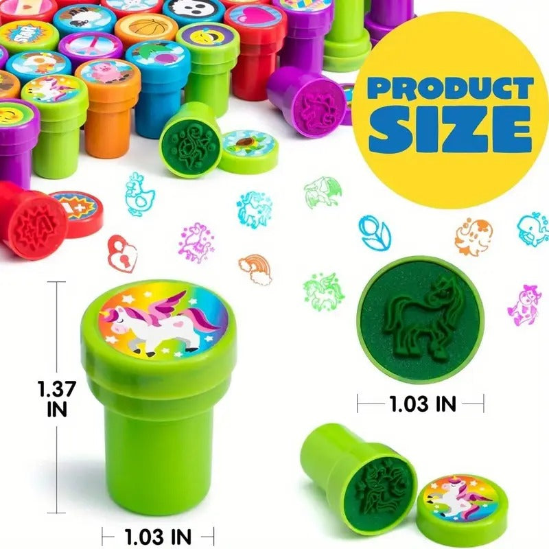 SYNCFUN 100pcs Assorted Stamps for Kids Self-Ink Stamps (50 Different Designs, Dinosaur, Zoo Safari Stampers) for Party Favor,