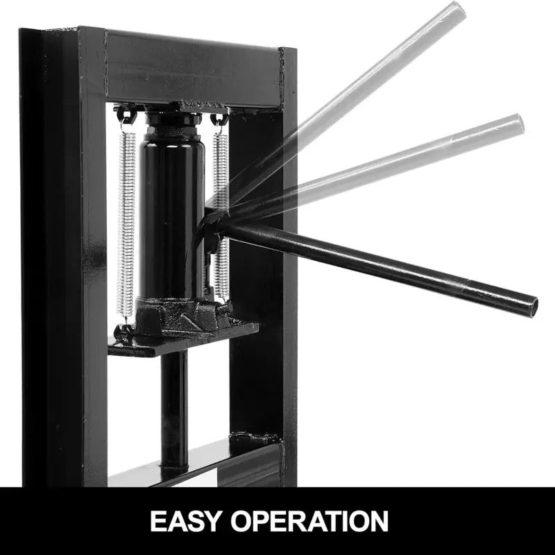 6-Ton Hydraulic Shop Press with Press Plates, H-Frame Garage Benchtop Press, Adjustable Working Table Height