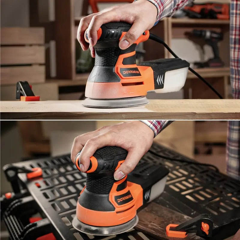 12pcs Sandpapers 6 Variable Speeds ROS01A Orbital Sander, 3A Random Orbit Electric Sander, Up to 13000 rpm, 5in Sanding Pad, Dust Collection, Perfect for Woodworking