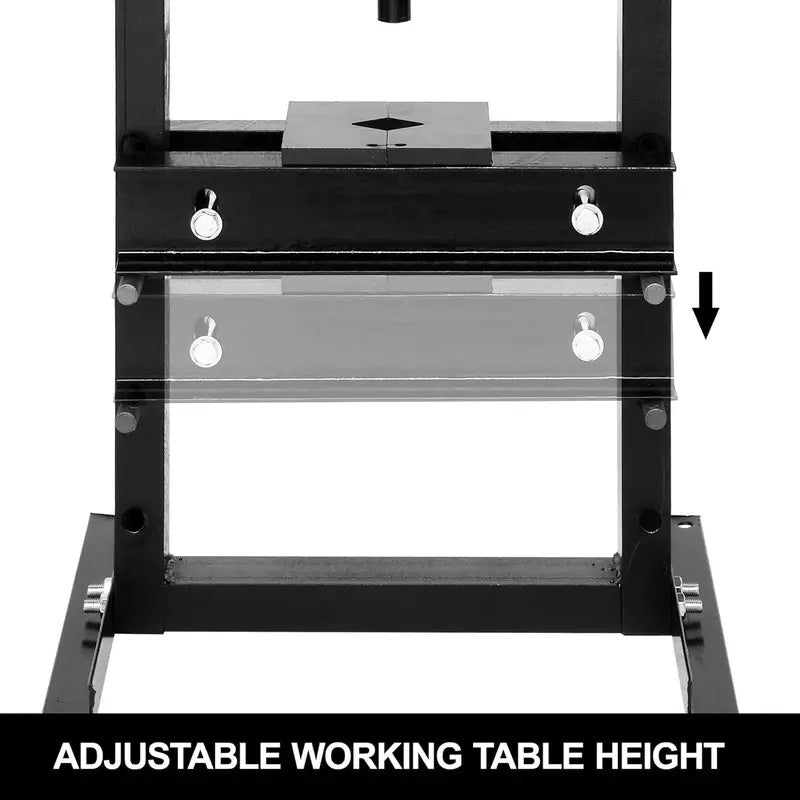 6-Ton Hydraulic Shop Press with Press Plates, H-Frame Garage Benchtop Press, Adjustable Working Table Height