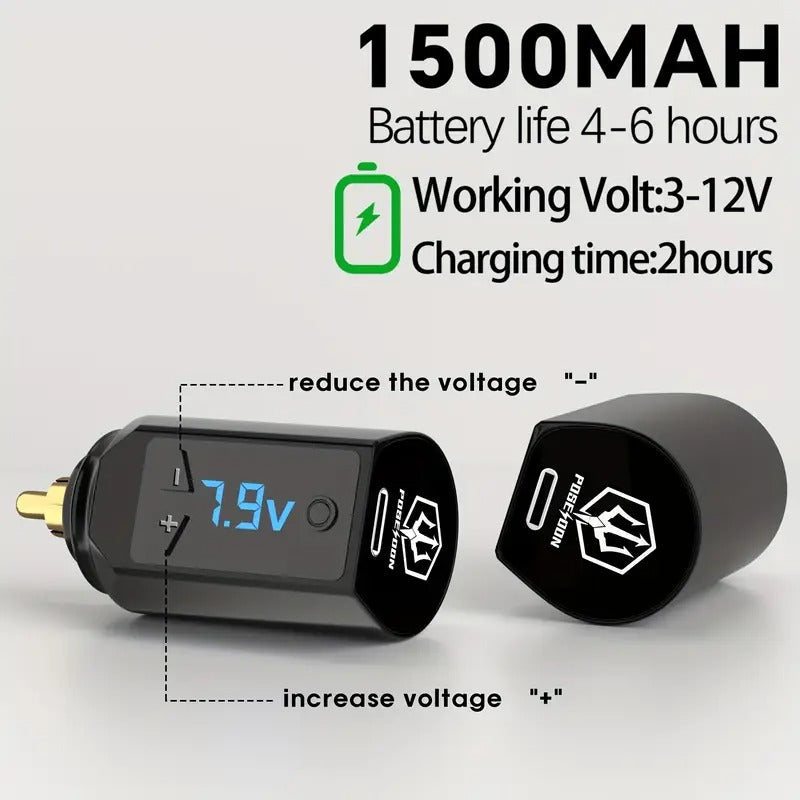 POSEIDON Tattoo Machine Kit Tattoo Gun Kit Complete Set With 20 Tattoo Needles 1500mAh Battery, Tattoo Machine Cordless Tattoo Machine Tattoo Supplies 11 Tattoo Inks Complete Cordless