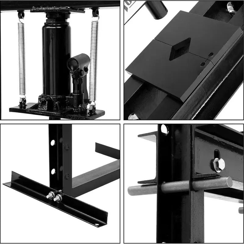 6-Ton Hydraulic Shop Press with Press Plates, H-Frame Garage Benchtop Press, Adjustable Working Table Height