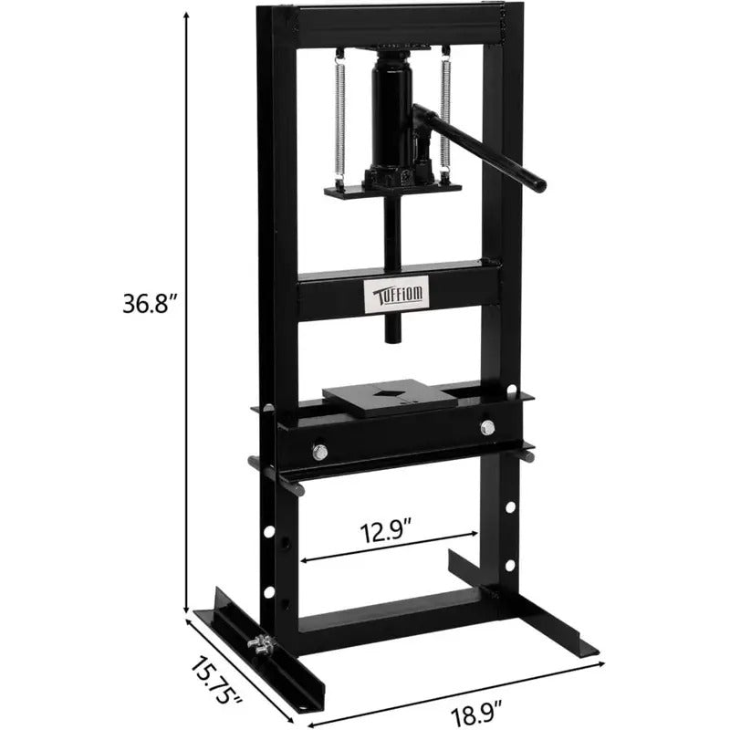 6-Ton Hydraulic Shop Press with Press Plates, H-Frame Garage Benchtop Press, Adjustable Working Table Height