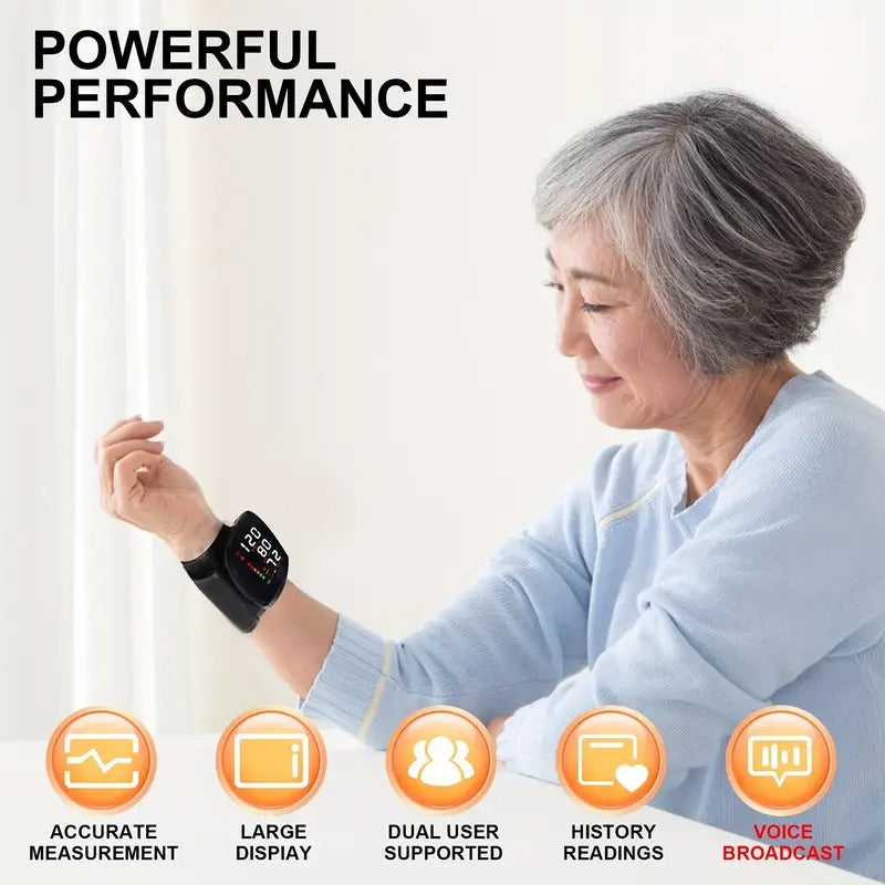1pc MD1820 Wrist Blood Pressure Monitor with LCD Display, Adjustable Cuff, Pulse Rate Detection & Irregular Heartbeat Alarm - USB Rechargeable, Sound Playback - Home Health