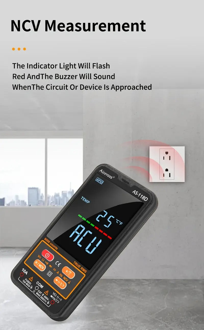 [Auto-Ranging Voltmeter] Smart Digital Multimeter - Auto-Ranging Voltmeter Measures Voltage, Current, Capacitance, Resistance, Continuity, Duty-Cycle, Temperature, and Frequency - Electrical Tester