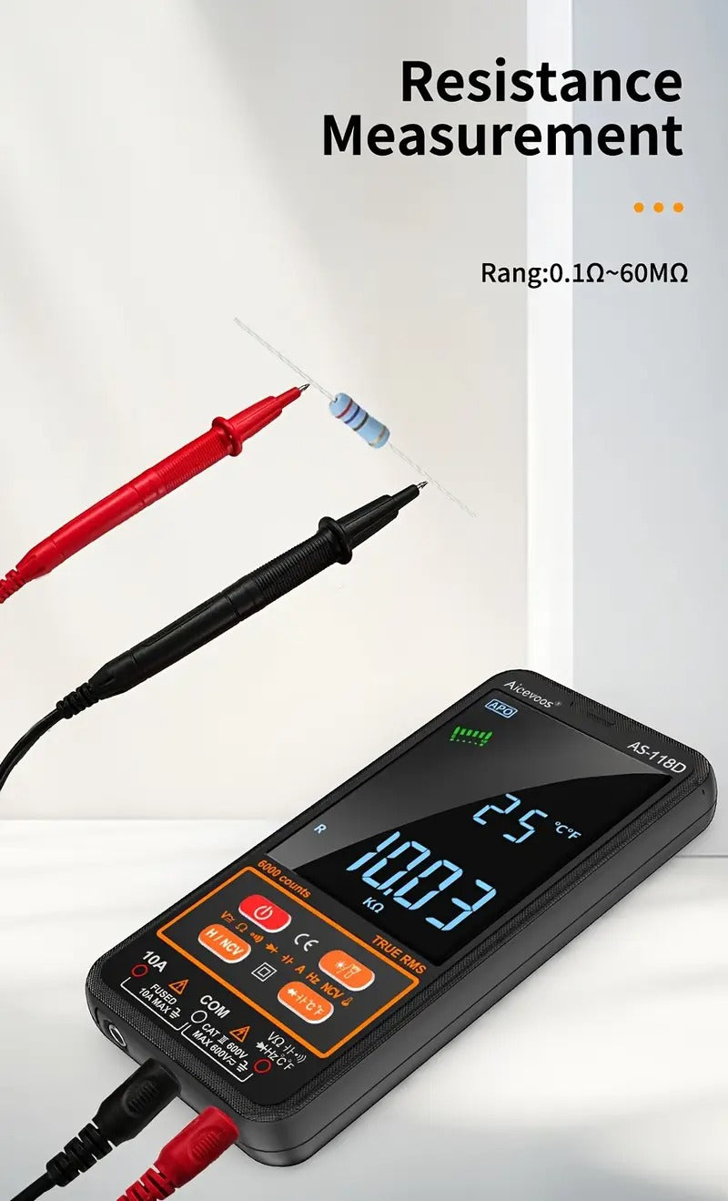 [Auto-Ranging Voltmeter] Smart Digital Multimeter - Auto-Ranging Voltmeter Measures Voltage, Current, Capacitance, Resistance, Continuity, Duty-Cycle, Temperature, and Frequency - Electrical Tester