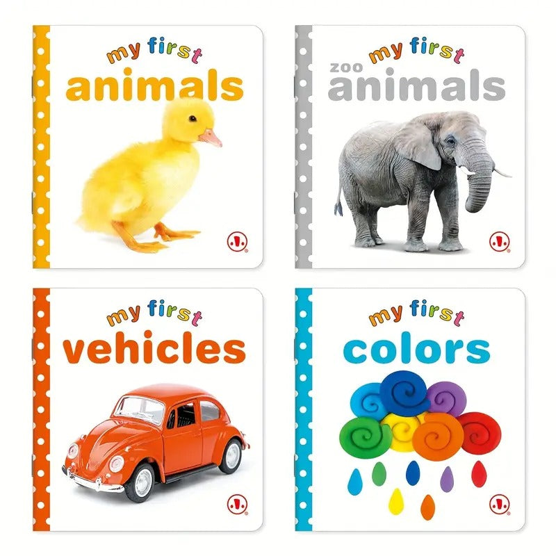 A Gift Box Containing 12 Illustrated Encyclopedias about Identifying Objects, Featuring English Apple Covers.