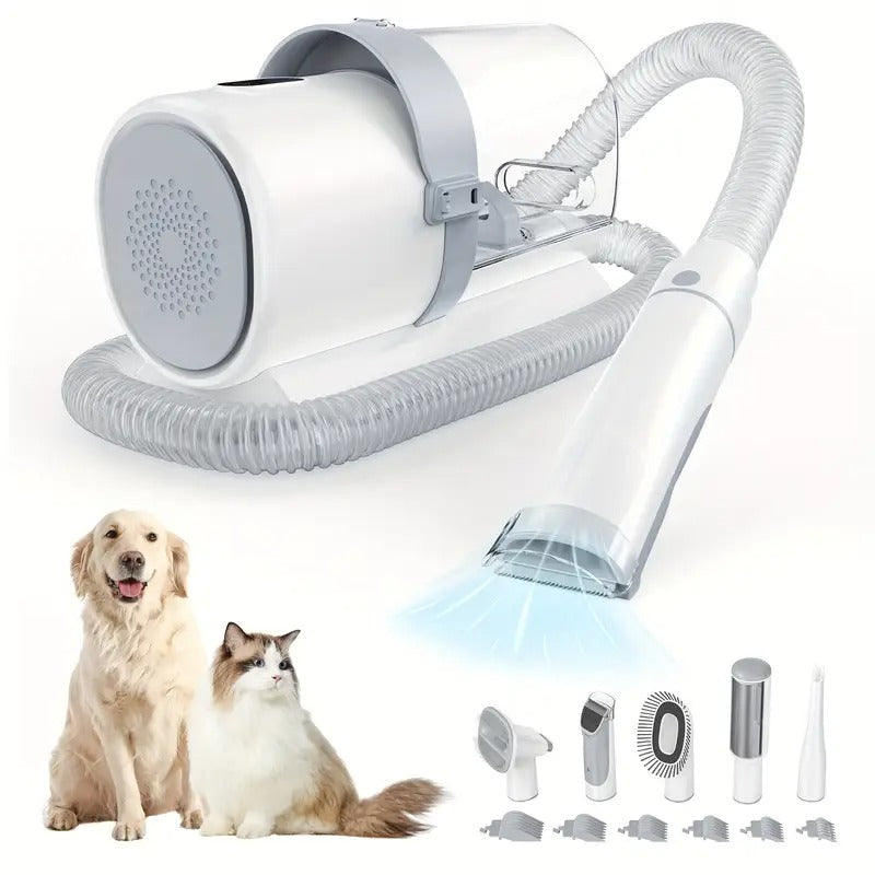 Dog Grooming Vacuum Kit 5 in 1, Pet Grooming Vacuum with 6 Guide Combs, Strong Power Multifunctional Grooming Tools for Shedding Pet Hair, Home Cleaning