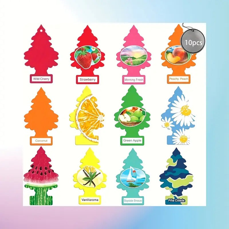 [10pcs Car Fragrance] 10pcs Car Fragrance Tablet | Small Tree Interior Decoration Car Perfume Pendant