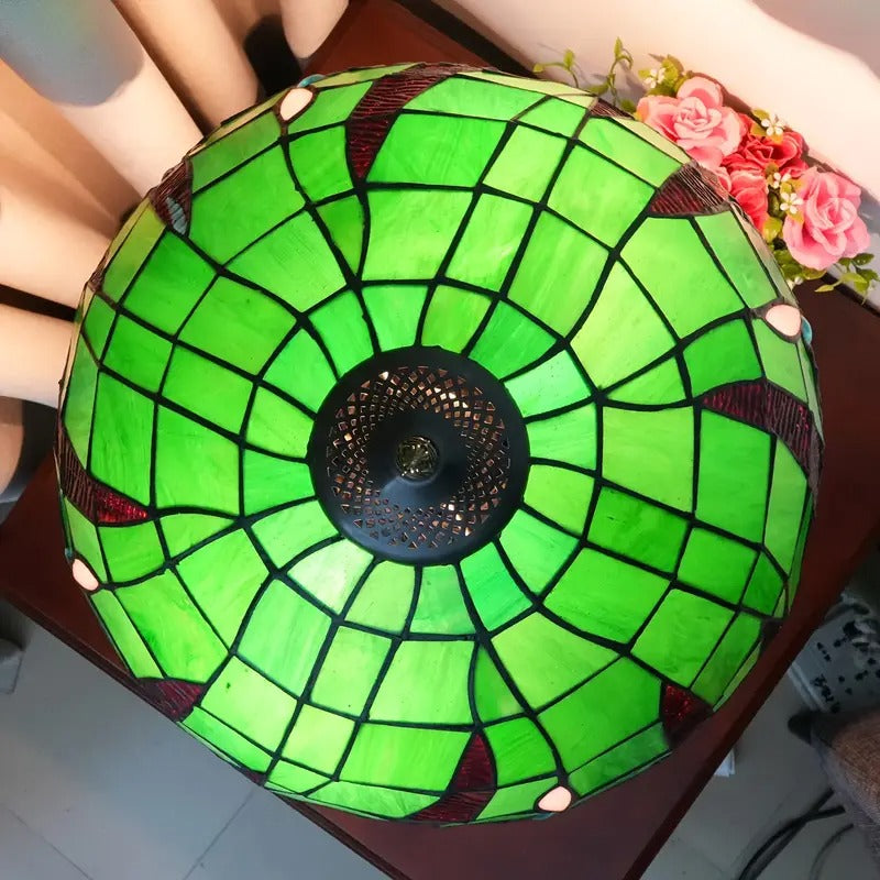 [Morning Glory Lamp] 40cm Handmade Glass Table Lamp - Morning Glory Tri-Color Floral Design | Warm Retro European Style for Living Room, Bedroom, or Dining Area, Perfect Gift and Decorative Piece, Bar Table Lamp | Artistic Table Lamp