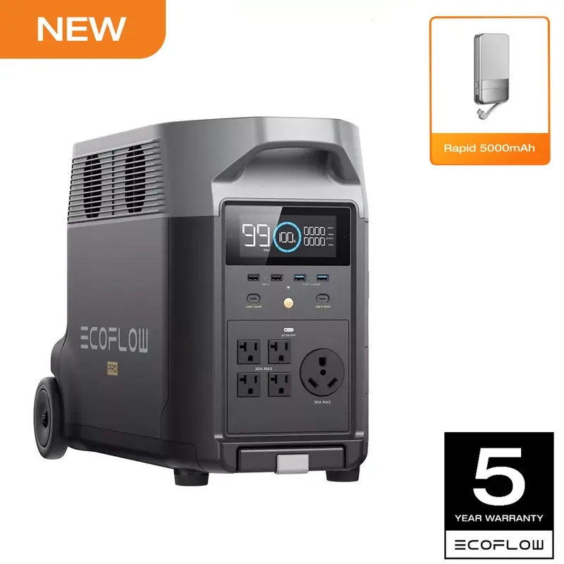 ECOFLOW Qi2 Rapid 5000mAh with Portable Power Station DELTA Pro 3600 (Separate Shipment), X-Stream 162Mins Fast Charging, 5 Ways to Charge, 3600Wh Lifepo4 Power Station,