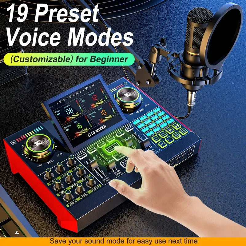 Tenlamp G10 BM800 Mic Mixer Set Podcast Influencer KOL Singing Gaming DJ Mixing Station Controller Equipment Studio Professional Recording Electronic Music Mixer Power Karaoke Machine Available Dynamic Condenser Wired Microphone Portable Microfono
