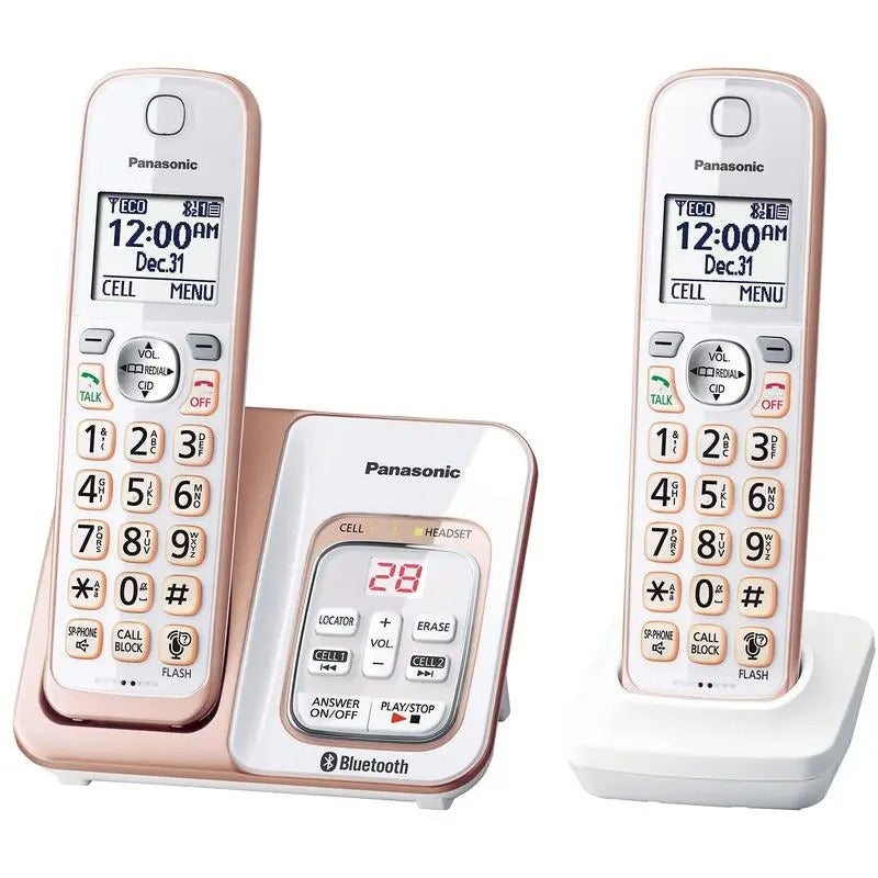Panasonic 2 Handset Expandable Cordless Phone System with Link2Cell Bluetooth, Voice Assistant, Answering Machine and Call Blocking - KX-TGD562G