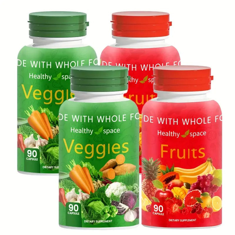 Balance of NatureFruits & Vegetables - Superfood Fruits & Vegetables Whole Food Supplement For Women, Men & Children - 90 Fruit Capsules 90 Vegetable Capsules 2 Set