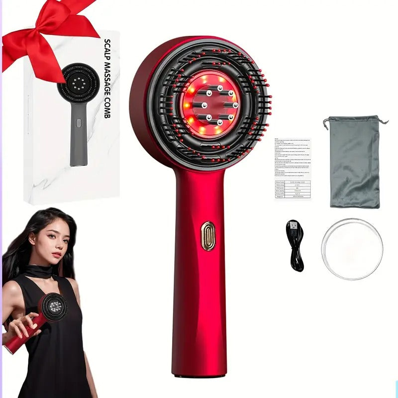 Electric Massage Comb, 1500mAh USB Rechargeable Scalp Massager Comb, Portable Electric Hair Brush for Head Relaxation, 3 Vibration Modes with Essential Oil Dispenser, Ergonomic
