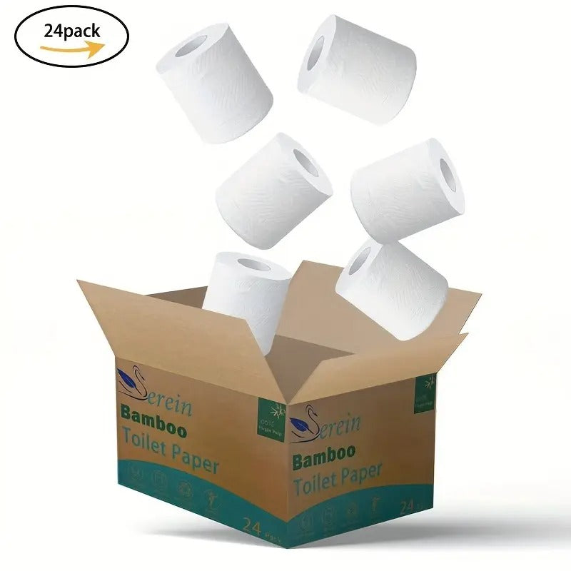 24 Rolls (300 Sheets Total) Super Abundance 100% Bamboo Toilet Paper - 3-Ply, Ultra Absorbent & Lint-Free, Light Beige-Friendly,, No Fragrance - Commercial/RV/Home Use, Extremely